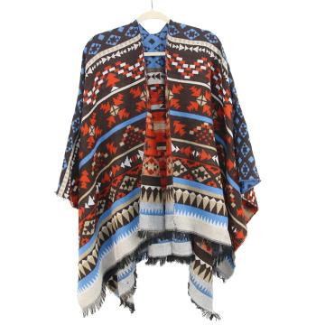 Loja de moda cashmere malha poncho wraps pashmina feminino lenço de inverno listrado tassel suéter lenços de xale quente para senhoras
